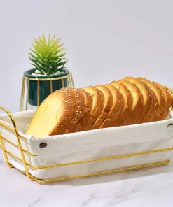Gold Plated Rectangular Bread Serving Basket