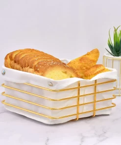Gold Plated Square Bread Serving Basket