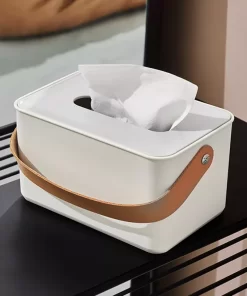 Pu Leather Handle Tissue Box
