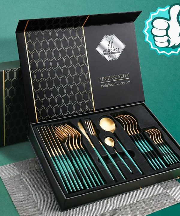 Luxury Green 65 Grams Cutlery Set 24 Pcs
